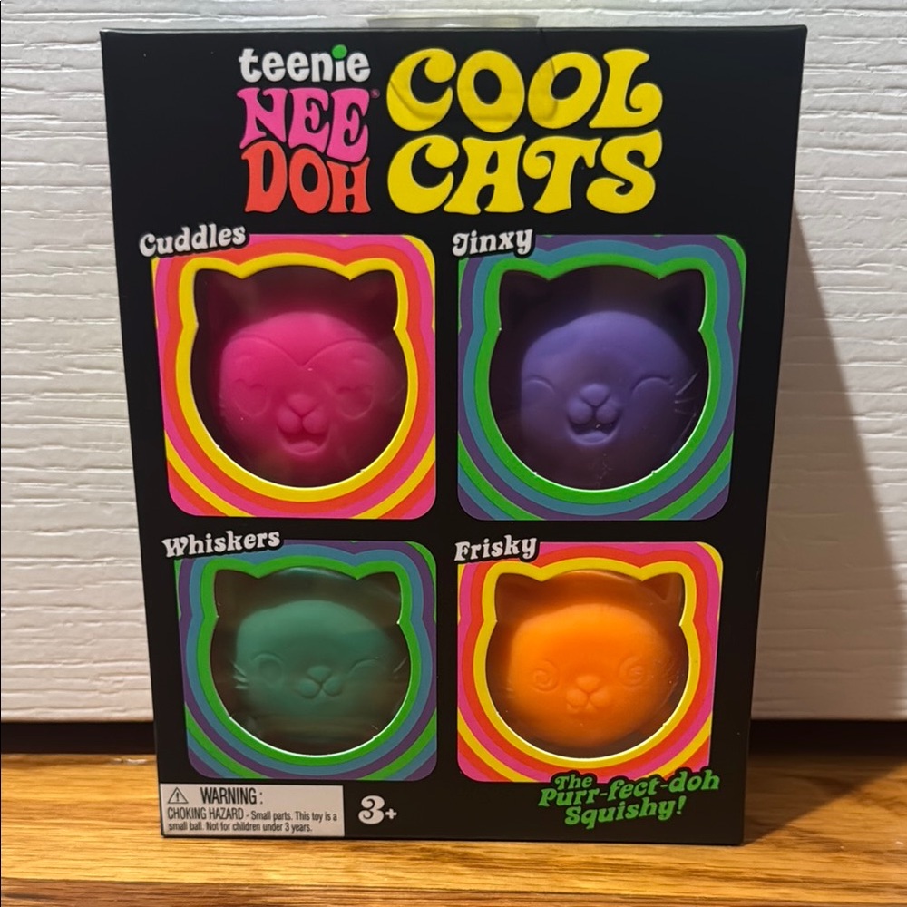 Teenie Needoh Cool Cats 4-Pack Squishies - Pink, Purple, Green, Orange